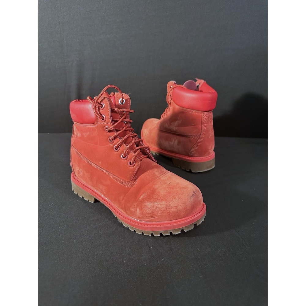 Timberland Juniors Red Nubuck Boots Size 6 Classic Lace Up Waterproof Outdoor